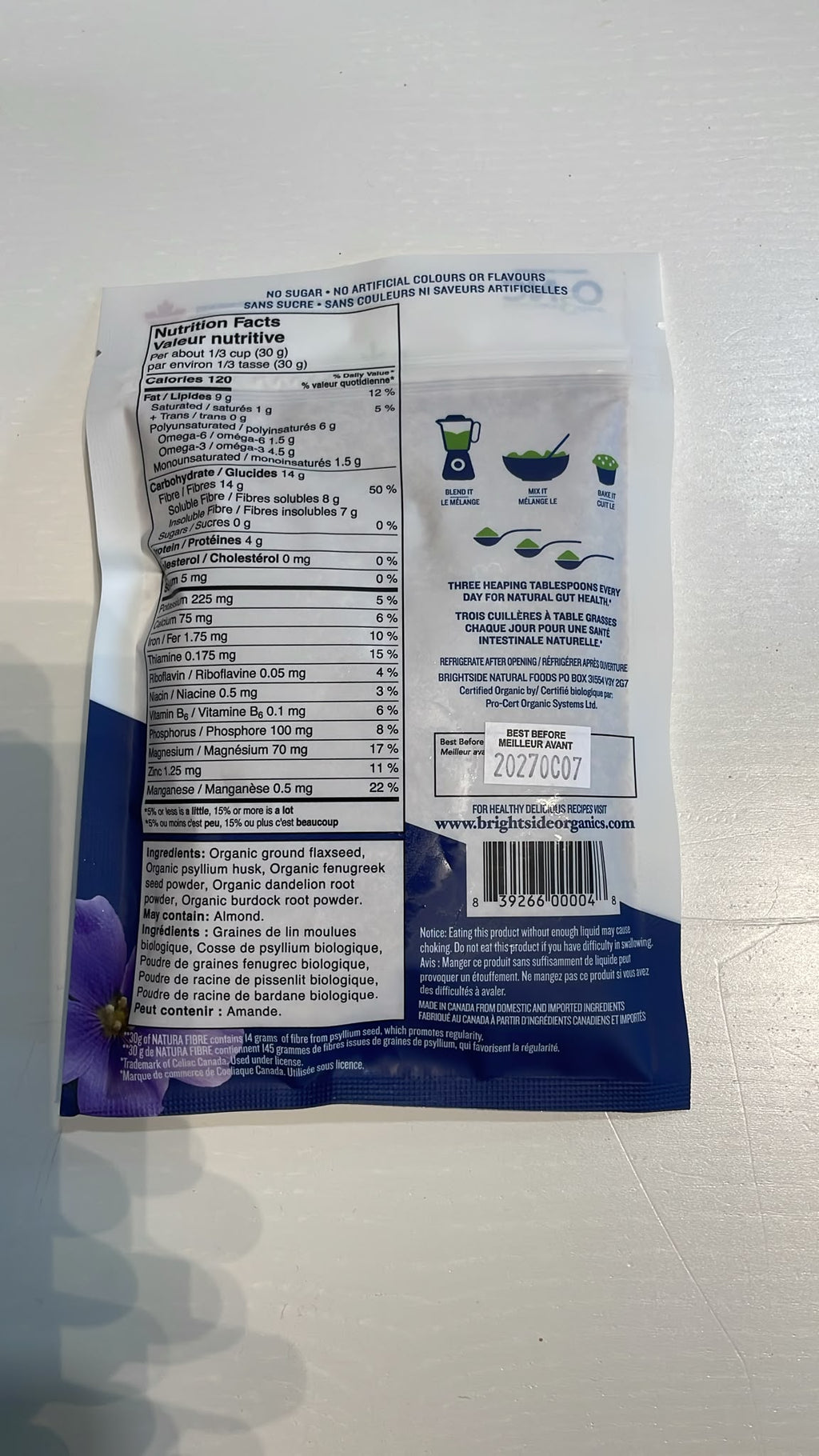 NATURAL FIBRE DAILY FIBRE BOOST BRIGHTSIDE ORGANIC